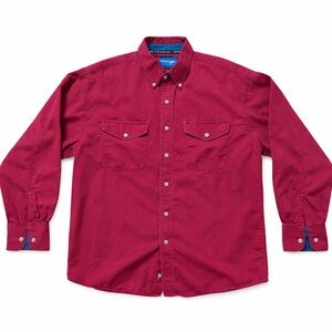 Wrangler Western Shirts Pearl Snap Button Up Shirt Burgundy Teal Trim XL